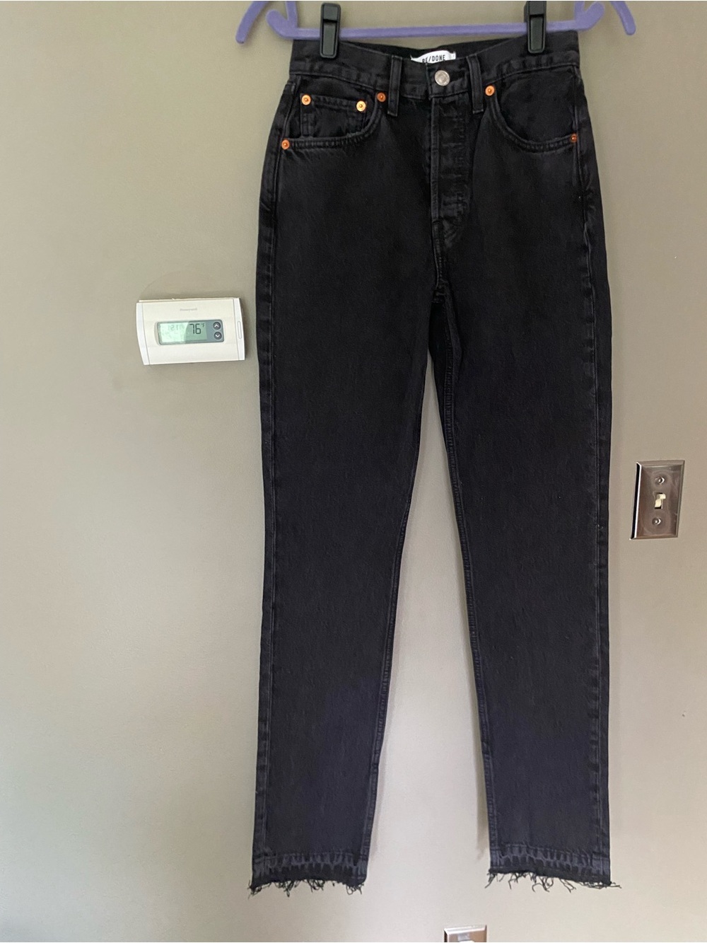 NWT RE/DONE Originals 70s Stove Pipe Jeans Hasket Faded Black Size 24 Tall